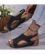 Peep Toe Cutout Wedge Sandals - $89.07 CAD
