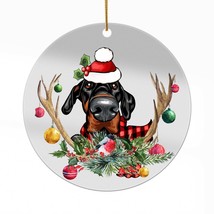 Cute Siberian Husky Dog Antlers Reindeer Christmas Ornament Acrylic Gift Decor - £13.27 GBP