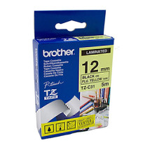 Brother Laminated Black on Flu Yellow Labelling Tape - 12mm - $37.59