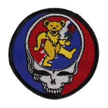 Grateful Dead Dancing Bear Steal Your Face Skull Logo Red Blue Round Patch SYF - £15.14 GBP