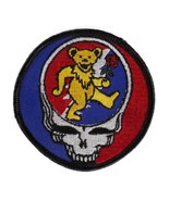 Grateful Dead Dancing Bear Steal Your Face Skull Logo Red Blue Round Pat... - £14.93 GBP