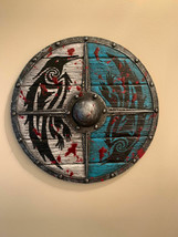 Viking Eivor Valhalla Shield Sangue Tema di Legno Medievale Nero Corvino - £110.25 GBP