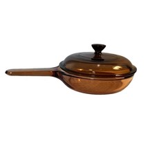 Amber Visions Corning Small 7 Inch Skillet w Lid Waffle Bottom France Vi... - $23.33