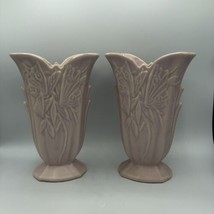Nelson McCoy 9 inch Pink Butterfly Vases - Pair - 2 - of Beautiful Vases READ! - £106.25 GBP