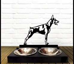 Dog Bowl Stand, Personalized Pet Bowl Stand Miniature Pinscher,Dog Bowl ... - $105.00