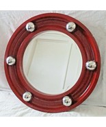 Red 24&quot; Diameter Wooden Wall Mirror with Silver Balls Roulette Wheel Por... - $118.80