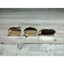 Vintage Gold Tone Oval Faux Pearl Cufflinks and Tie Clip Set MCM Mid Century - £10.04 GBP