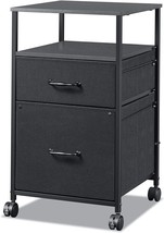 Devaise 2 Drawer Rolling Printer Stand With Open Storage Shelf, Fabric, ... - $64.98