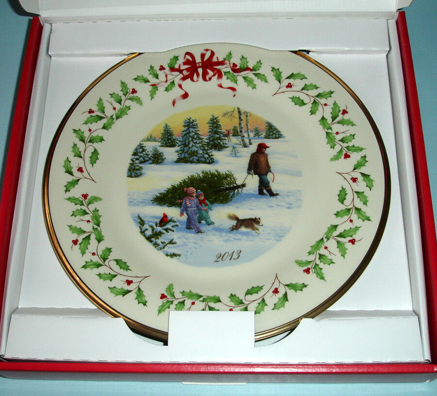 Primary image for Lenox Holiday Collector Plate 2013 Cutting Down Christmas Tree 11" Limited New