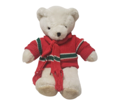 21&quot; Vintage White Christmas Jingle Teddy Bear Sweater Stuffed Animal Plush Toy - £29.50 GBP