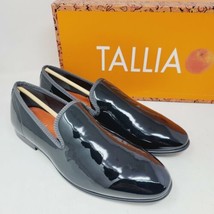 Tallia Enrico Mens Loafers Sz 8.5 M Dark Gray Patent Slip On Dress - $39.87