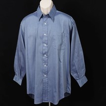Nautica Mens Super 100&#39;s Dress Shirt 16.5 - 32/33 Button Front Blue Sheen  - £16.81 GBP