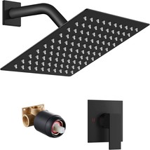 Cinwiny Matte Black Wall Mounted Rain Shower System With 8 Inch Square - £57.54 GBP