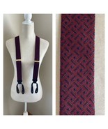Trafalgar Suspenders Interlock Silk Maroon Navy Alligator Ends Gold Hard... - $32.34 CAD