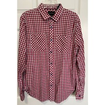 Silver Jeans Co Ron Long Sleeve Red Gingham Plaid Button Front Shirt Men... - $14.69