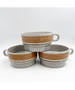 X3 Pottery Craft USA Round Stoneware Mug Cup Beige Brown Vintage Handcra... - £44.84 GBP