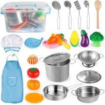 D-FantiX Play Kitchen Accessories, Kids Play Pots and Pans Playset with ... - $47.99