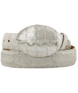 Mens Western Dress Belt Off White Crocodile Skin Leather Rodeo Buckle Si... - $129.97 CAD