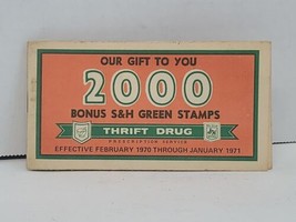 Thrift Drug S &amp; H Green Stamps 2000 Bonus 1970-71 - $11.87