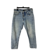 Zara Man Mens Jeans 31 Light Wash Button Fly Cropped Tapered Leg Denim E... - $22.25
