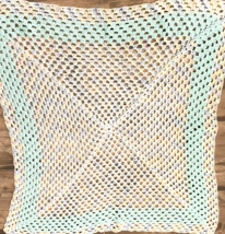 Vintage Handmade Crocheted Pastel Baby Afghan Blanket Throw 50 inch Square - £13.84 GBP