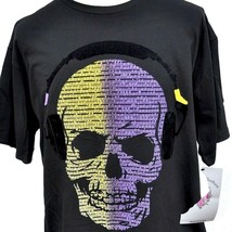 Skull Sheet Music Headphones T-Shirt size XL Mens DJ Velveteen Royal Col... - £18.85 GBP