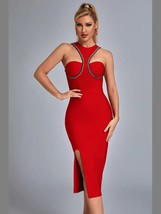 Top Quality Women  Off the  Bodycon Mid-calf Dress Rayon age Elegant Evening Par - £101.01 GBP