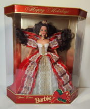 Vintage 1997 Holiday Barbie 17832 Green Eyes Doll NRFB 90’s Brunette Red Gold - £25.78 GBP