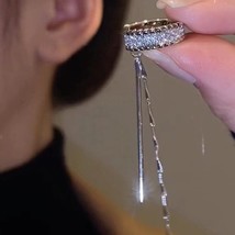 2022 New Fashion Zircon Shining C Shape Long Tassel Ear Cuff No Piercing Earring - £10.53 GBP