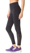 $128 Free People Cool Rider Moto Leggings Small Black Mesh Exercise Front Zip - $59.84