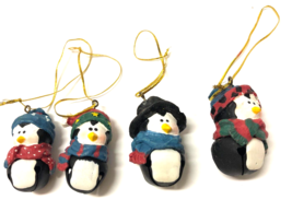 Jingle Bell Christmas Set of 4 Penguin in Scarf Scarves Ornaments - £11.86 GBP