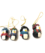Jingle Bell Christmas Set of 4 Penguin in Scarf Scarves Ornaments - £11.68 GBP