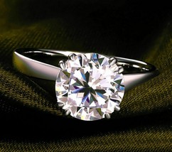 Solid 14K White Gold 2.40Ct Round Cut Simulated Diamond Engagement Ring Size 6 - £156.80 GBP