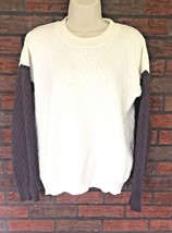 Romeo Juliet Couture Medium Two Tone Sweatshirt Ivory Brown Long Sleve S... - $5.70
