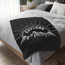 EXPLORE Velveteen Microfiber Blanket - Mountain Sunrise Custom Design - 100% Pol - £34.68 GBP+