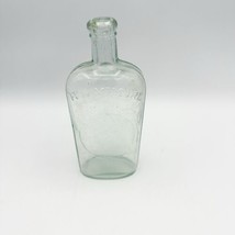 Vintage Glass &quot;Full Measure&quot; Embossed Clear Flask Cork Stopper Bottle Whiskey - £16.08 GBP