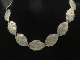 925 Sterling Silver - Vintage Antique Floral Leaf Link Chain Necklace - NE3455 - £123.38 GBP