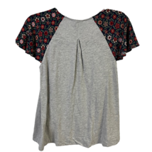 Anthropologie Womens Amberly Hi Lo Top Gray Floral Short Sleeve Buttons Boho XS - £24.49 GBP