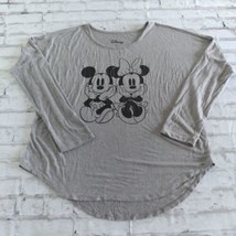 Disney Mickey Minnie Mouse Tunic Top Womens Large Gray Long Sleeve Asymmetrical - $17.95