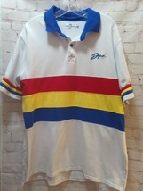 DOPE XXL Polo Shirt Mens Short Sleeve white red blue yellow stripe retro... - $19.79