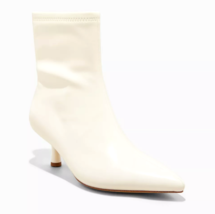 A New Day Women&#39;s White Lonnie Kitten Heel Stretch Ankle Boots NWT - $11.04
