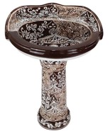 Mexican Pedestal Sink  Roman Style Handcrafted Ceramic - Acapulco Chocol... - €1.032,90 EUR