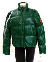 Lauren Ralph Lauren Mottled Green Down Filled Wet Look Puffer Jacket Wom... - $296.99