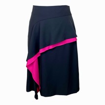 DKNY Skirt 6 Womens Asymmetrical Ruffle Black Pink Work Career New - £19.54 GBP