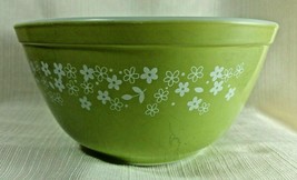 Vintage Pyrex # 402 Crazy Daisy Green Small Flowers White Dot Glass Mixing Bowl - £17.57 GBP