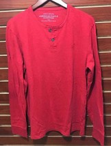 AE Henley Long-sleeve NEW Men&#39;s Legend Classic Fit Red  AEO  MED  $35 - $14.84