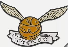 Harry Potter Book 8, Snitch, &quot;I Open at the Close&quot; Enamel Finish Pin, New - $6.00