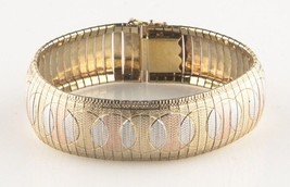 Milor of Italy Tri (Yellow &amp; Rose Gold) Vermeil Sterling Silver Bracelet Sz 7.25 - $222.98