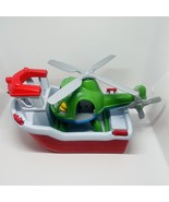 Green Toys Rescue Boat with Helicopter Red Green White - $31.60