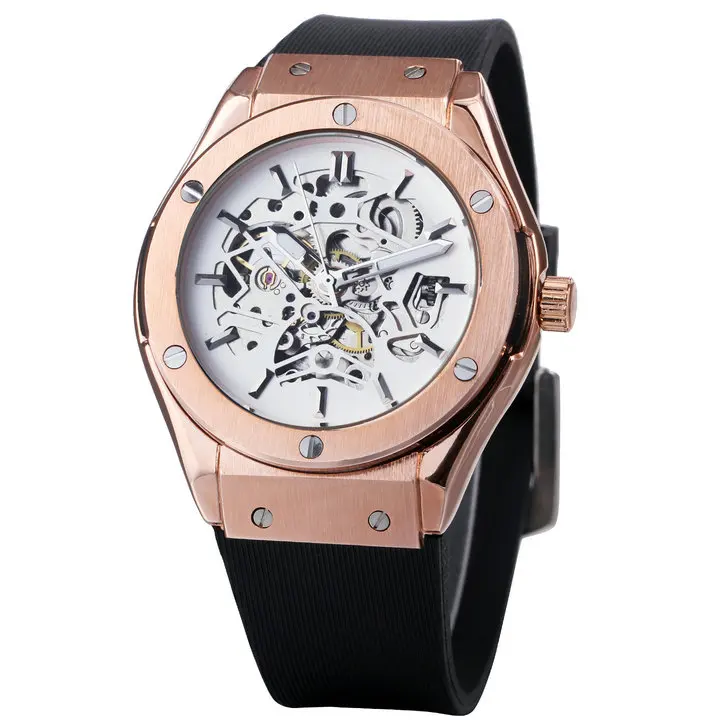 Fashion Winner  Automatic Mechanical Watch Men Strap Skeleton Dial Male Clock    - £105.43 GBP